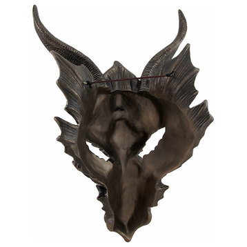 Metallic Bronze Finish Dragon Head Wall Mask Medieval Decor