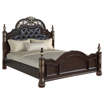 Furniture Maximus Contemporary Solid Wood 5/0 Q Bed in Brown