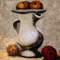 Pablo Picasso Still Life Pitcher and Apples 100% fused glass 19.5" / 19.5" - Artwork