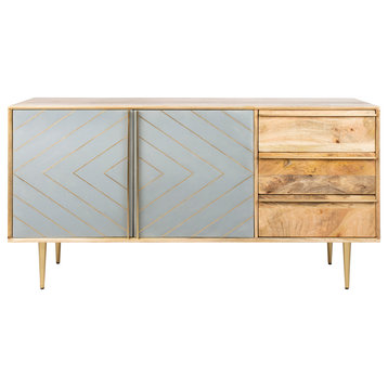 Safavieh Couture Titan Inlayed Cement Sideboard, Natural/Brass