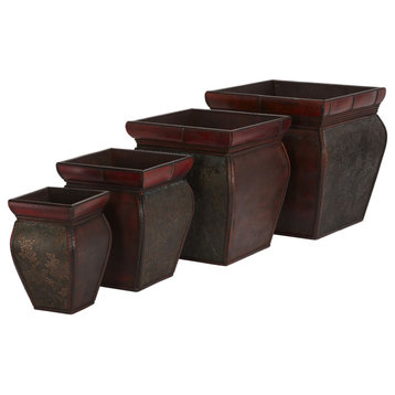 Square Planters With Rim, Set of 4