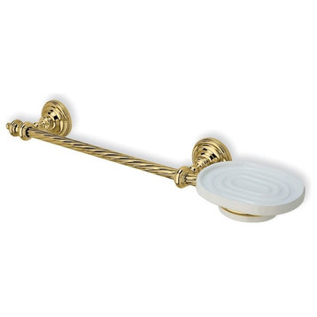 20" Classic-Style Brass Towel Bar With Soap Dish, Gold