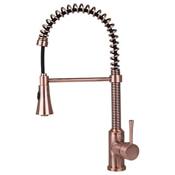 Residential Spring Coil Kitchen Faucet Cone Spray Head Antique Copper