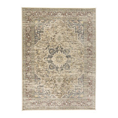 Feizy 3578FBGE Grayson Machine Made Gray / Tan Area Rug - 3'-11" X 5'-5"