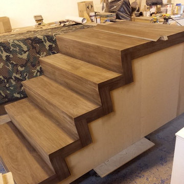 Custom walnut stairs & wet bar Soho- New York, NY