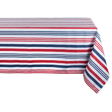 DII Patriotic Stripe Outdoor Tablecloth 60"x120"