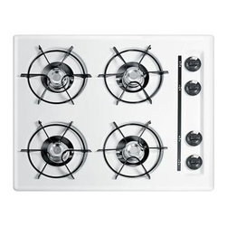 Summit Appliance - Summit Appliance Cooktop. 24 in. Recessed Surface Gas in White WTL033 - Cooktops