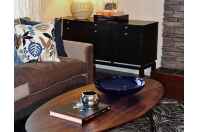 Large trendy open concept living room photo in Calgary with no tv