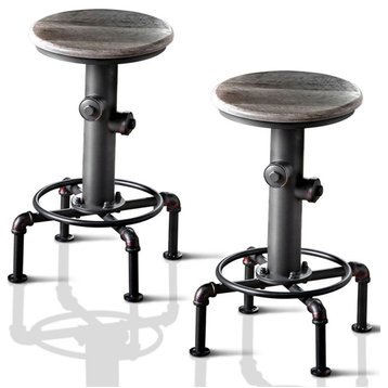 Furniture of America Zina Metal Counter Height Stool in Antique Black (Set of 2)