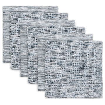 Navy/Off-White Asst Recycled Cotton Dishcloth Set/6