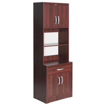 Better Home Products Shelby Tall Wooden Kitchen Pantry in Mahogany
