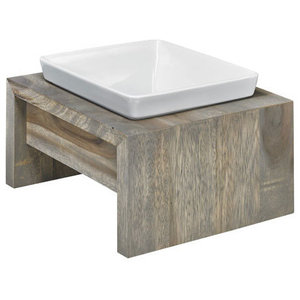 single elevated dog feeder