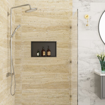 Black Shower Niche Stainless steel Rectangular Bathroom Single Shelf, 20x12