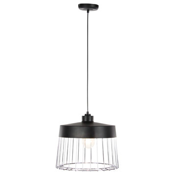 Contemporary Round Iron Pendant Lamp With Bulb, silver