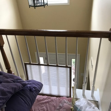 Custom Stained Posts and Rail. Match Existing Pre-Finsihed Flooring