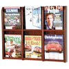 Six-Compartment Magazine Rack w Acrylic Dividers, Light Oak