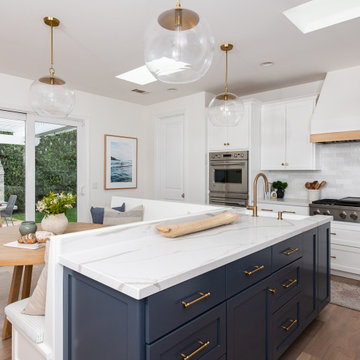 Calcutta Belleza Mitered Edge Quartz countertop