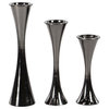 Contemporary Aluminum Hourglass-Shaped Candle Holders, 3-Piece Set, Black