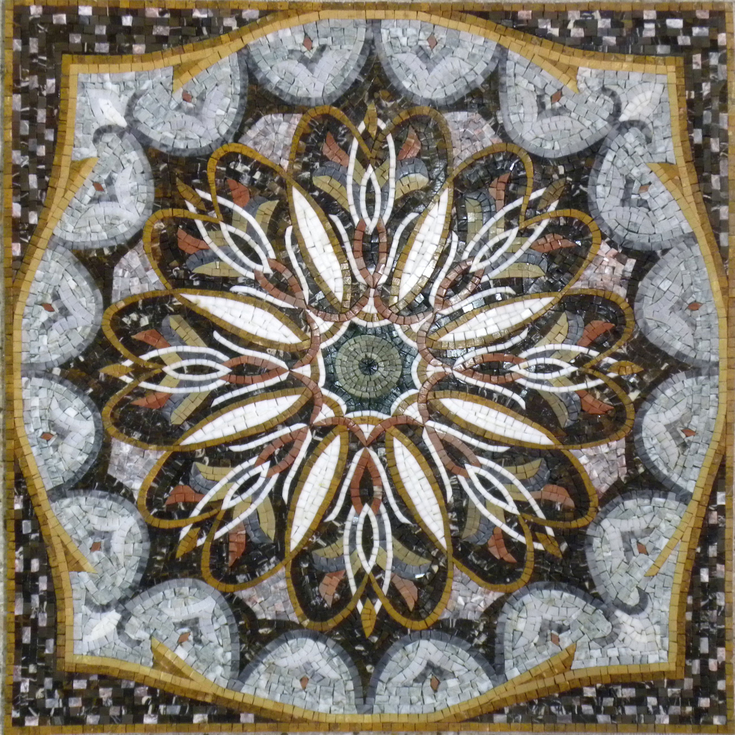 Floral Marble Mosaic, 35" x 35" - Traditional - Tile Murals - by ...