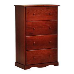 4 Super Jumbo Drawers Chest in Mahogany - Dressers