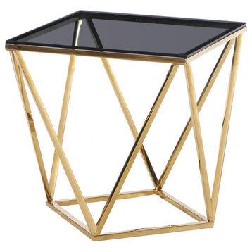 Angled Square Smoked Glass End Table