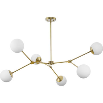 Haas Collection 6-Light Mid-Century Modern Chandelier, Brushed Bronze