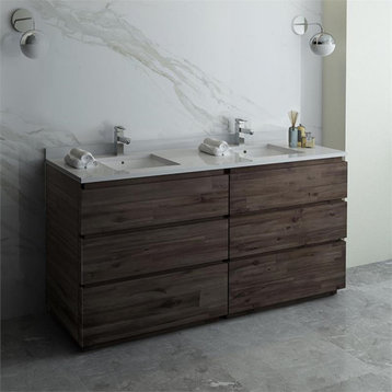 Fresca Formosa 70" Modern Solid Acacia Wood Bathroom Cabinet in Brown