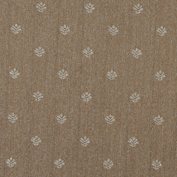 Light Brown And Beige, Leaves Country Style Upholstery Fabric By The Yard