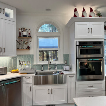 Transitional Serenity: White & Teal Kitchen Transformation