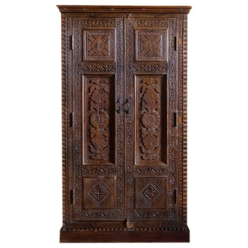 Consigned Antique Carved Cabinet, Indian Armoire, Accent Armoire, 69x39