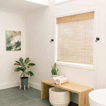 Warm Modern Primary Bathroom Remodel in Olathe