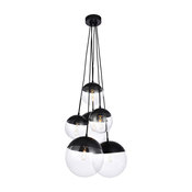28" Modern 6-Light Pendant With Clear Glass, Black
