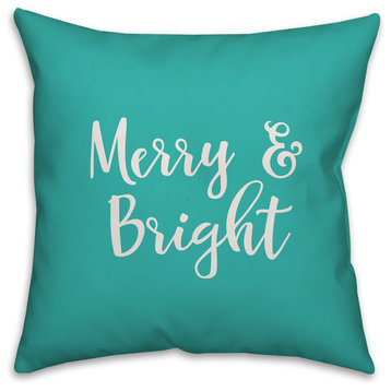 May Your Days Be Merry & Bright, Teal 18x18 Throw Pillow Cover
