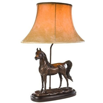 Sculpture Table Lamp EQUESTRIAN Lodge Arabian Horse 1-Light Chocolate