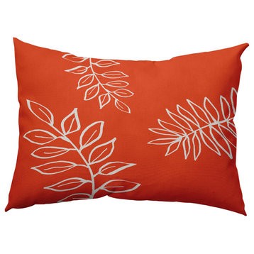 14" x 20" Fern Leaves Decorative Indoor Pillow, Bright Orange