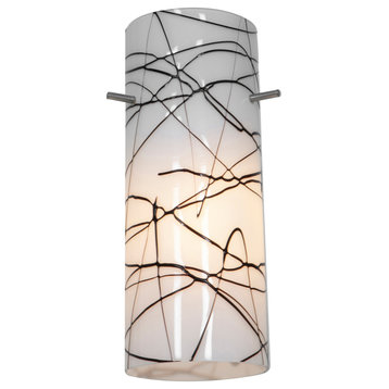 Cylinder Pendant Glass Shade, Black and White