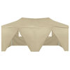 vidaXL Party Tent Outdoor Canopy Folding Gazebo with 4 Sidewalls Steel Cream