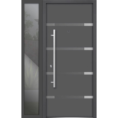 Exterior Prehung Door 52 x 80 / Deux 1105 Gray Graphite, Right in