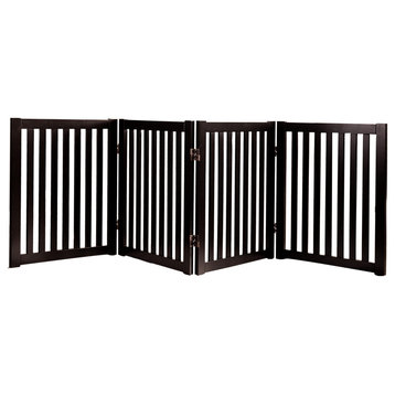 WELLAND Wooden Freestanding Pet Gate, Espresso