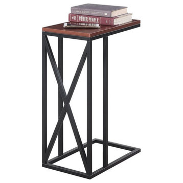 Convenience Concepts Tucson C End Table in Cherry Wood Finish and Black Metal
