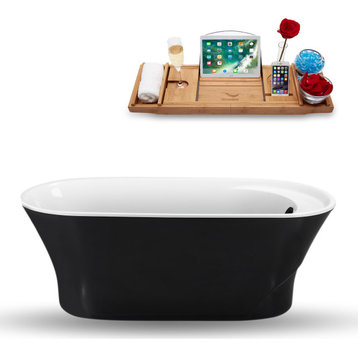 59" Streamline NAA1161BL Freestanding Tub and Tray With Internal Drain