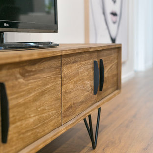 Example of a trendy home theater design in Hobart