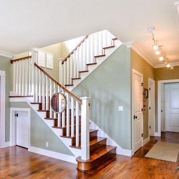 Traditional staircase design in La Selva Beach house.