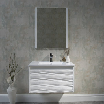 Glossy White Luxury Vanity with Ceramic Sink