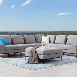 JUNE Outdoor L Shape Lounge with Ottoman - Outdoor Lounge Sets