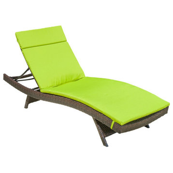 GDF Studio Lakeport Outdoor Adjustable Chaise Lounge Chair, Green