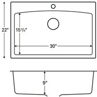 Karran Drop-In Quartz 33" 1-Hole Single Bowl Kitchen Sink, Grey