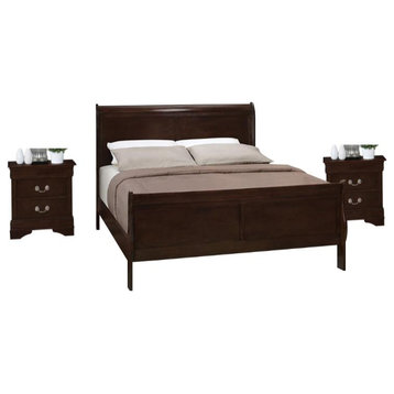 Coaster Louis Philippe 2PC Set with Full Bed and 2 Nightstands in Brown