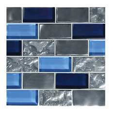 12"x12" Glass Tile Blends Titanium Series, Blue