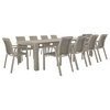 Pacific 11-Piece Dining Set, Table and Arm Chairs, Taupe Frame/Taupe Sling